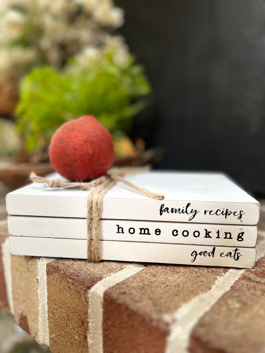FAMILY RECEIPS HOME COOKING WOODEN BOOKS